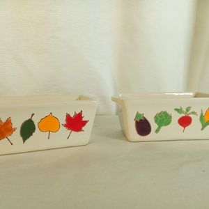 Nantucket Lot of 2 Baking Mini Loaf Bread Dishes